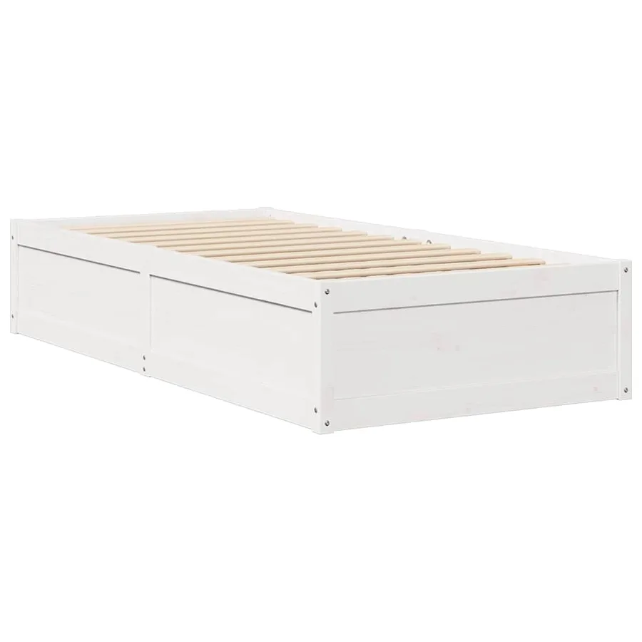 Cadre de lit sans matelas blanc 75x190 cm bois de pin massif - 3