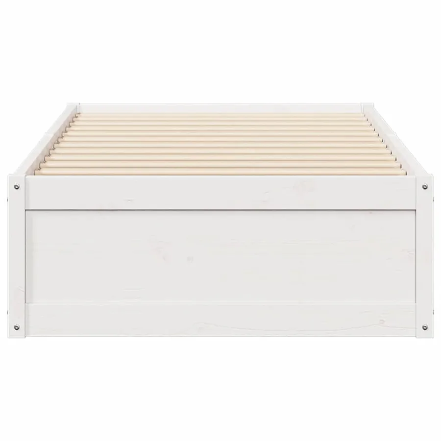 Cadre de lit sans matelas blanc 75x190 cm bois de pin massif - 4