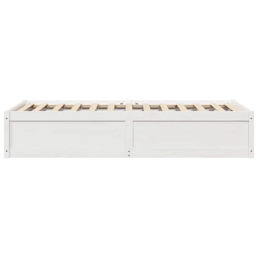 Cadre de lit sans matelas blanc 75x190 cm bois de pin massif - 5