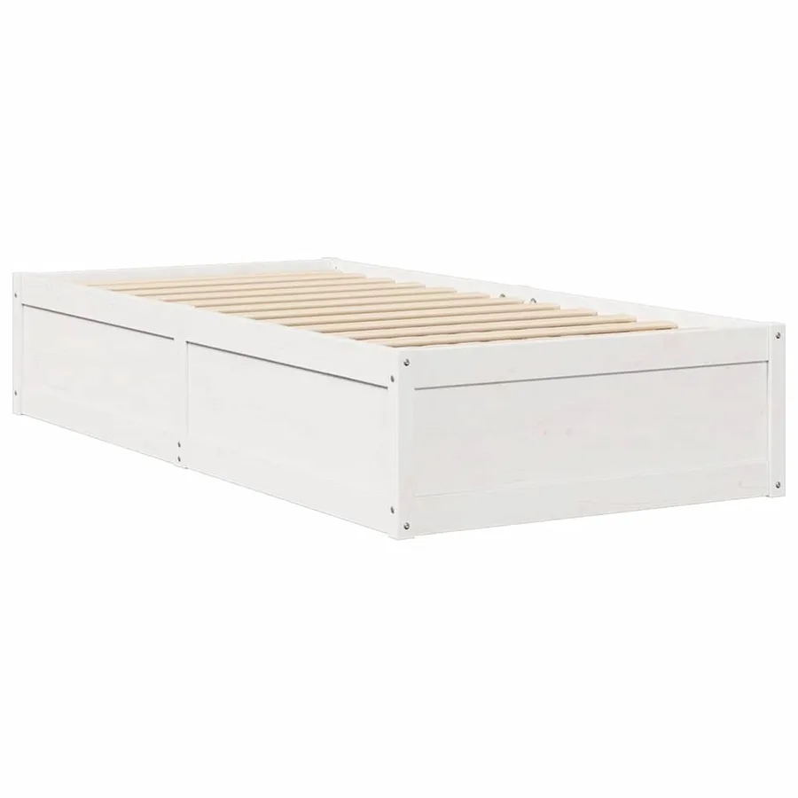 Cadre de lit sans matelas blanc 75x190 cm bois de pin massif - 6