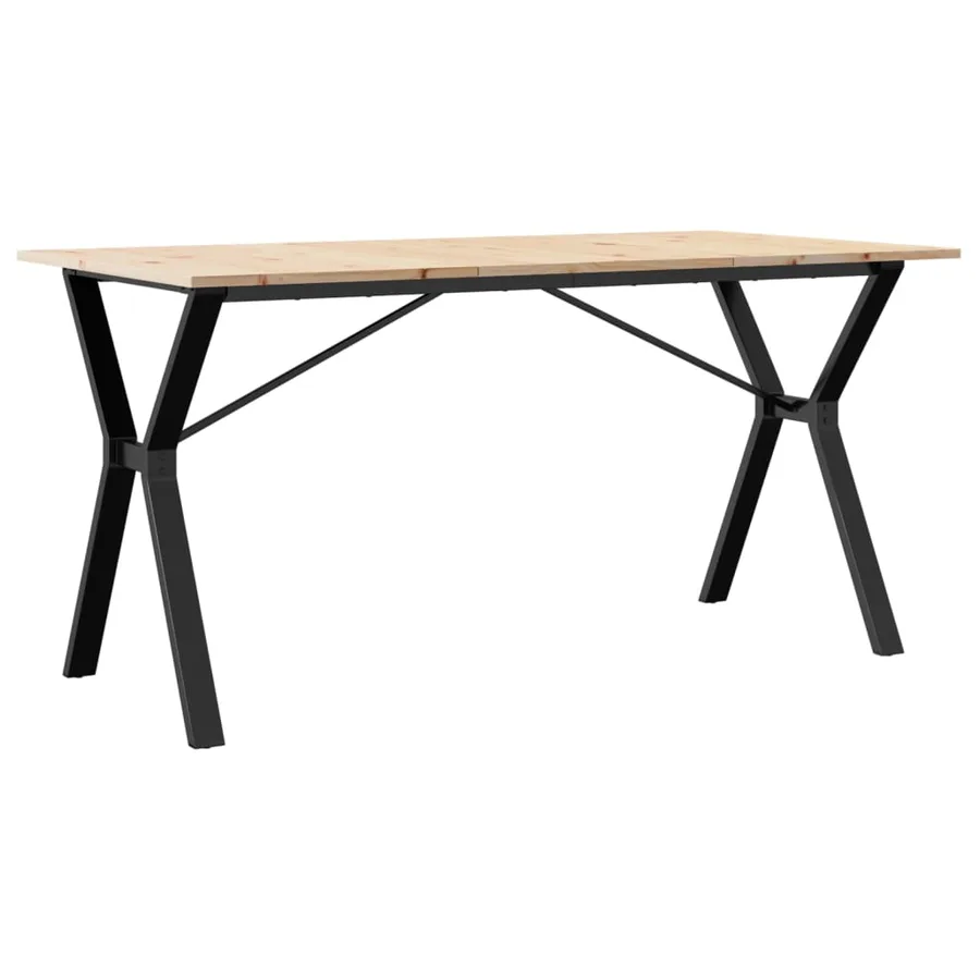 Table à manger cadre en Y 160x80x75 cm bois de pin massif acier - 2