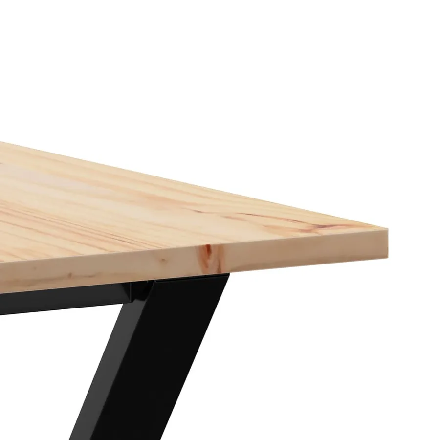 Table à manger cadre en Y 160x80x75 cm bois de pin massif acier - 7