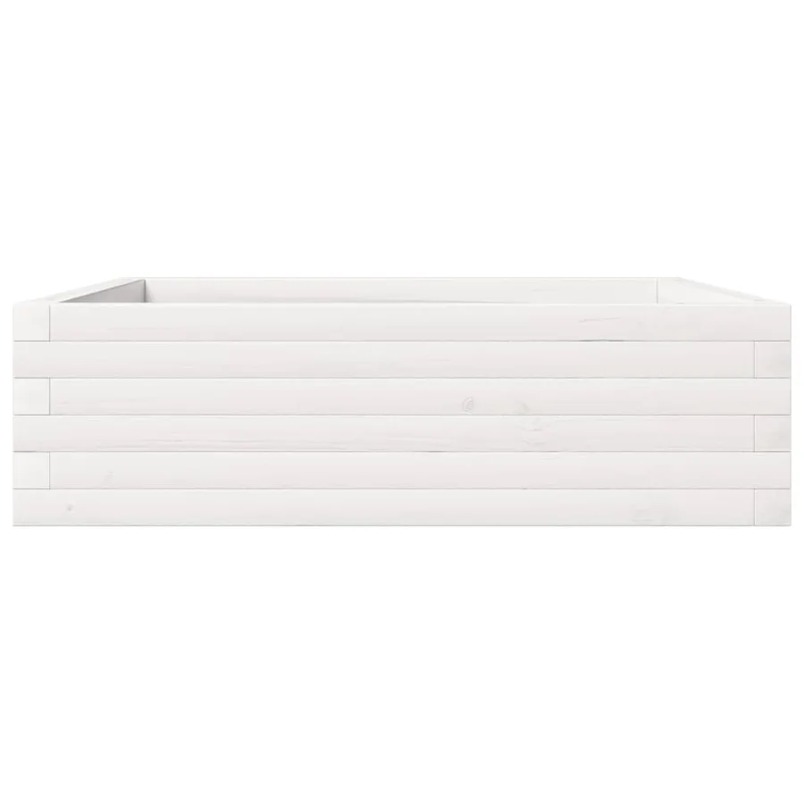 Jardinière blanc 80x80x23 cm bois de pin massif - 5
