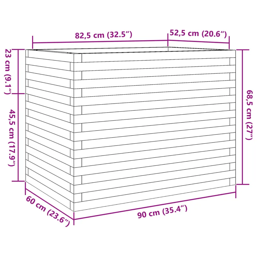 Jardinière 90x60x68,5 cm bois de pin imprégné - 10