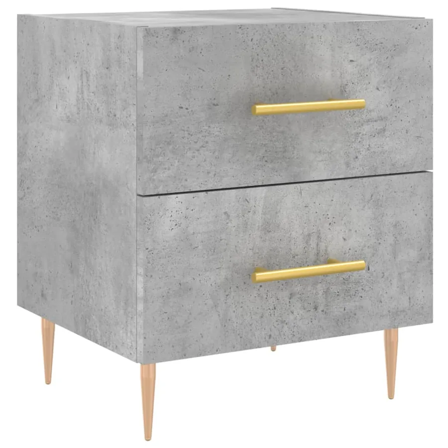 Table de chevet gris béton 40x35x47,5 cm bois d’ingénierie - 2