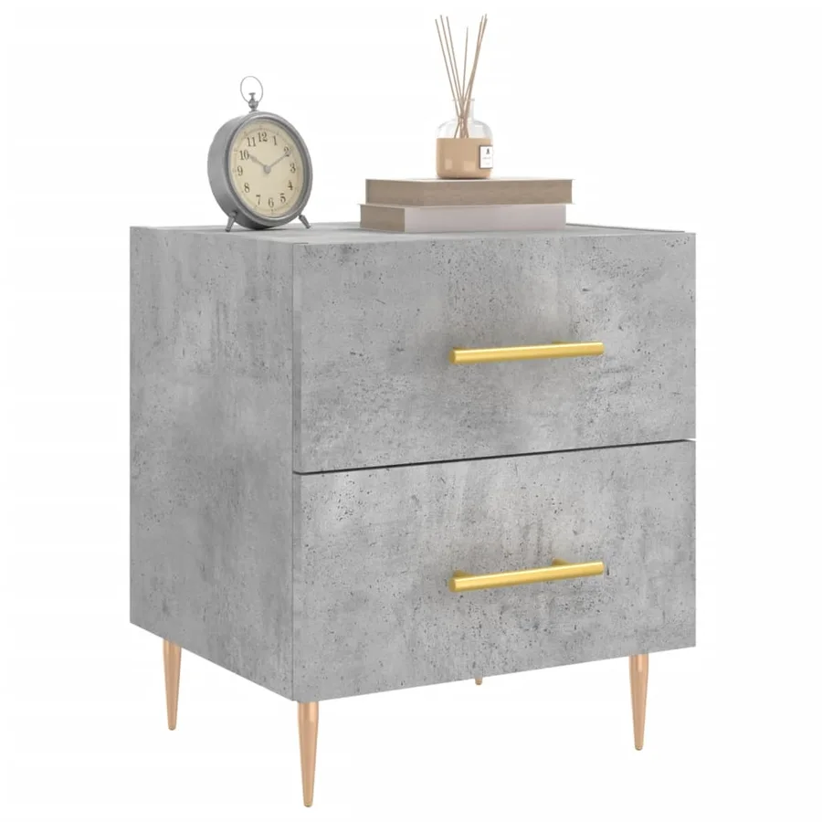 Table de chevet gris béton 40x35x47,5 cm bois d’ingénierie - 3
