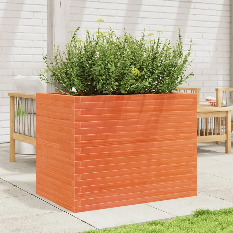 Jardinière cire marron 90x60x68,5 cm bois de pin massif - 3