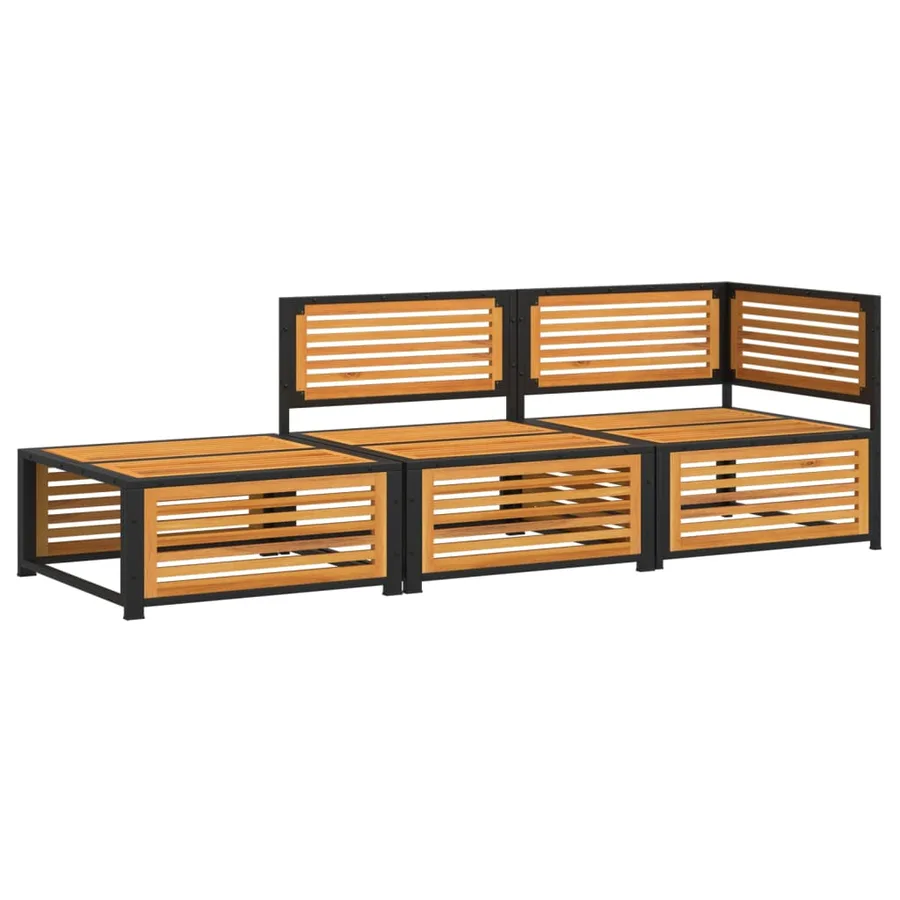 Salon de jardin avec coussins 3 pcs bois massif d'acacia - 3