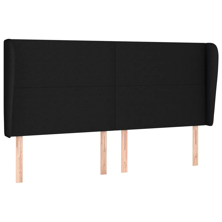 Tête de lit avec oreilles Noir 203x23x118/128 cm Tissu - 2