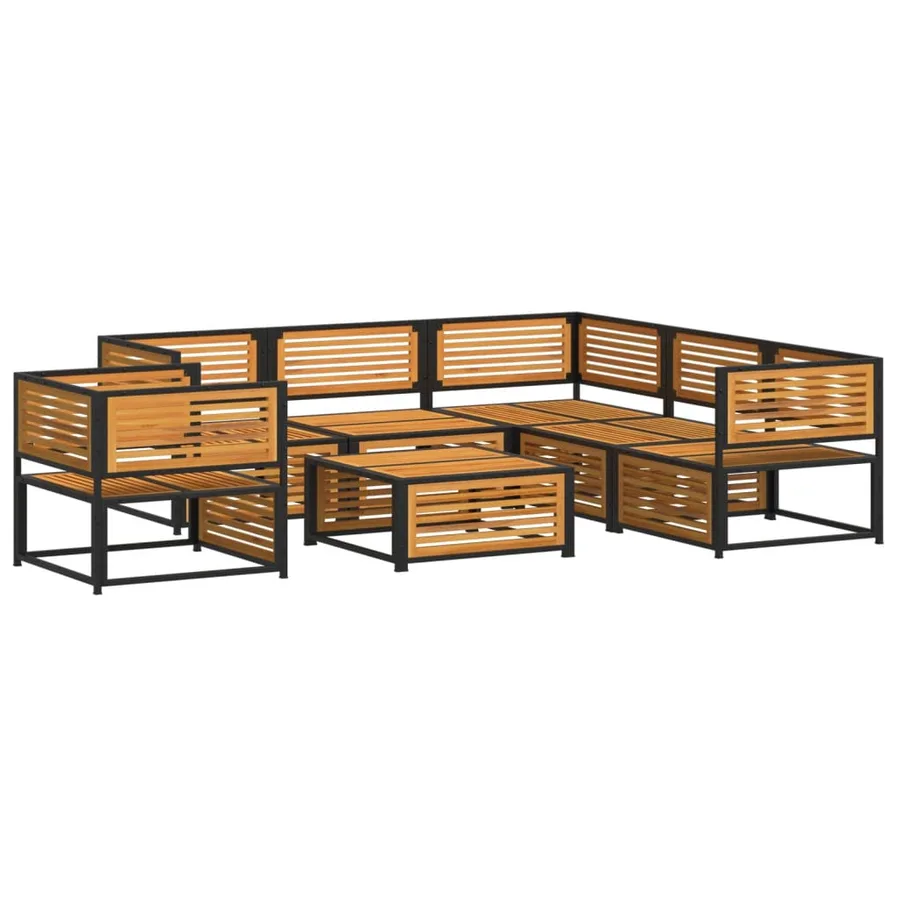 Salon de jardin avec coussins 7 pcs bois massif d'acacia - 3