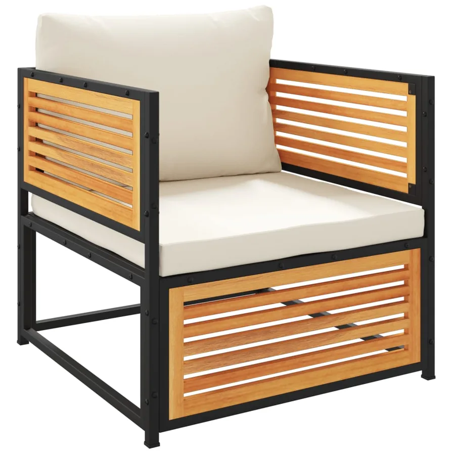 Salon de jardin avec coussins 7 pcs bois massif d'acacia - 4