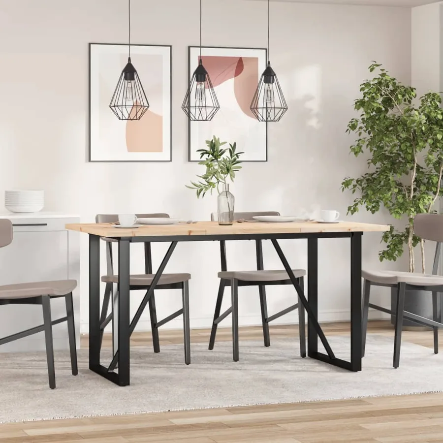 Table à manger cadre en O 140x80x75,5 cm bois pin massif acier - 3