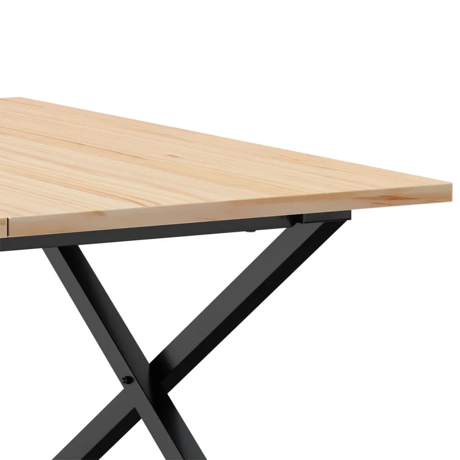 Table basse cadre en X 90x90x45 cm bois de pin massif et acier - 7