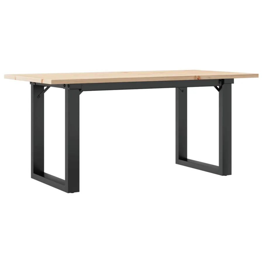 Table basse cadre en O 90x40x45 cm bois de pin massif et acier - 2