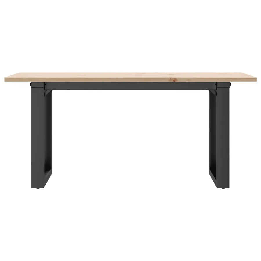 Table basse cadre en O 90x40x45 cm bois de pin massif et acier - 4