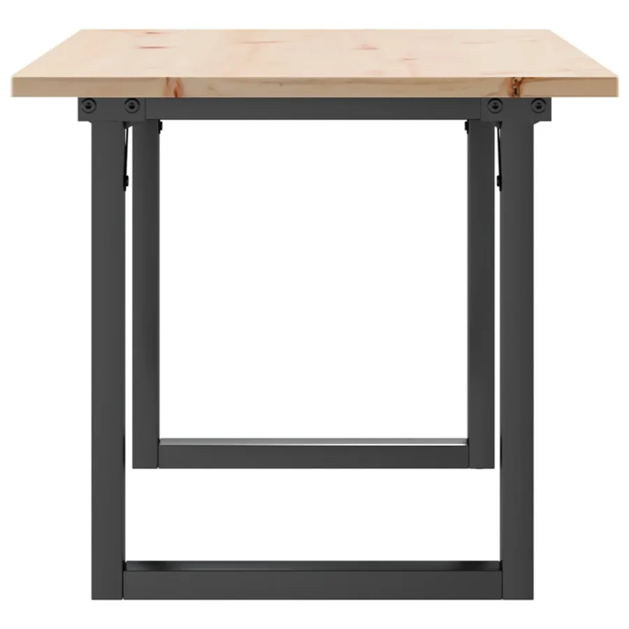 Table basse cadre en O 90x40x45 cm bois de pin massif et acier - 5