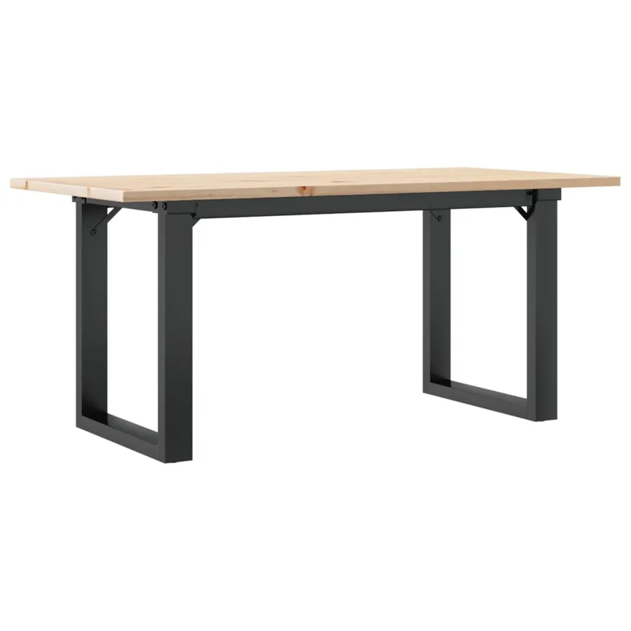 Table basse cadre en O 90x40x45 cm bois de pin massif et acier - 6