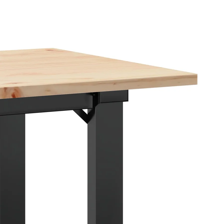 Table basse cadre en O 90x40x45 cm bois de pin massif et acier - 7