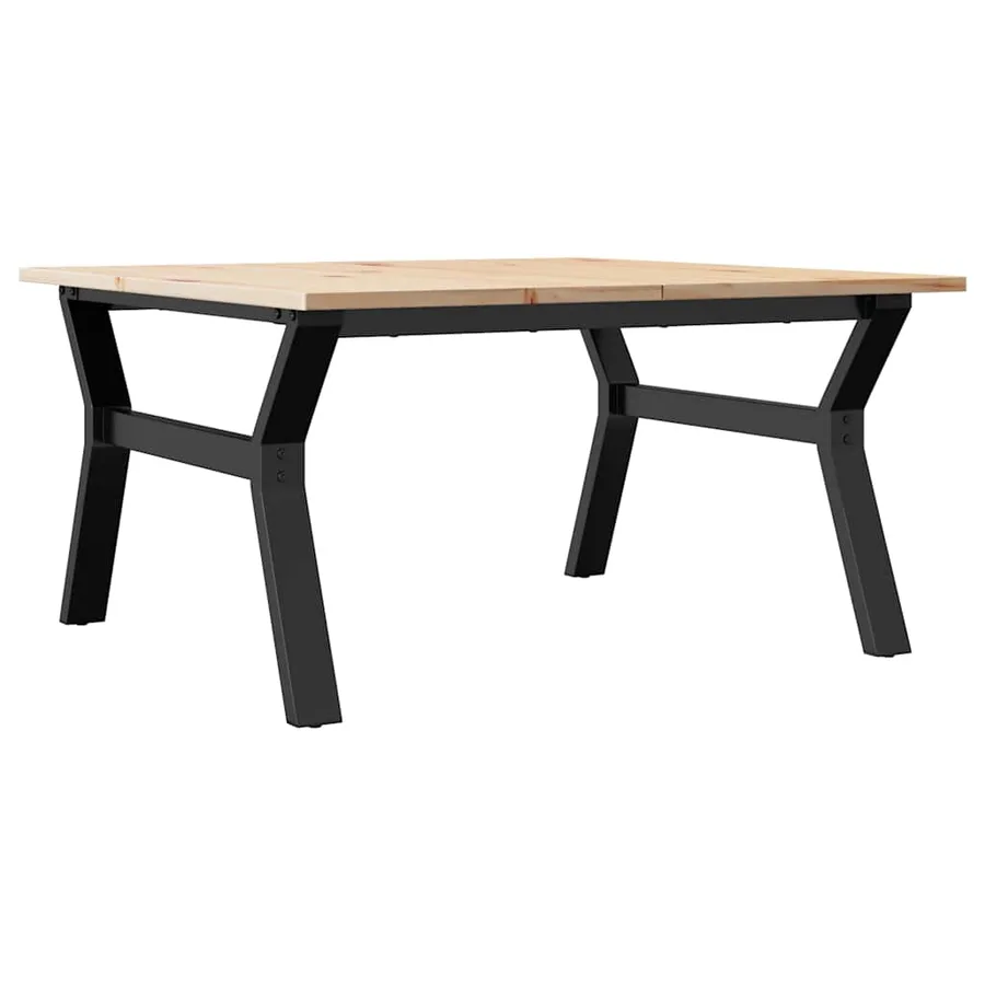 Table basse cadre en Y 90x90x45 cm bois de pin massif et acier - 2