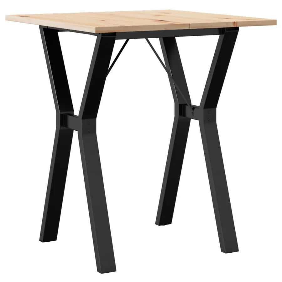 Table à manger cadre en Y 60x60x75 cm bois de pin massif acier - 6
