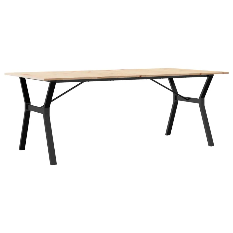 Table à manger cadre en Y 200x100x75cm bois de pin massif acier - 6