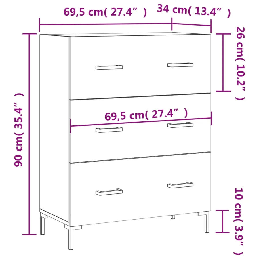 Buffet sonoma gris 69,5x34x90 cm bois d'ingénierie - 12