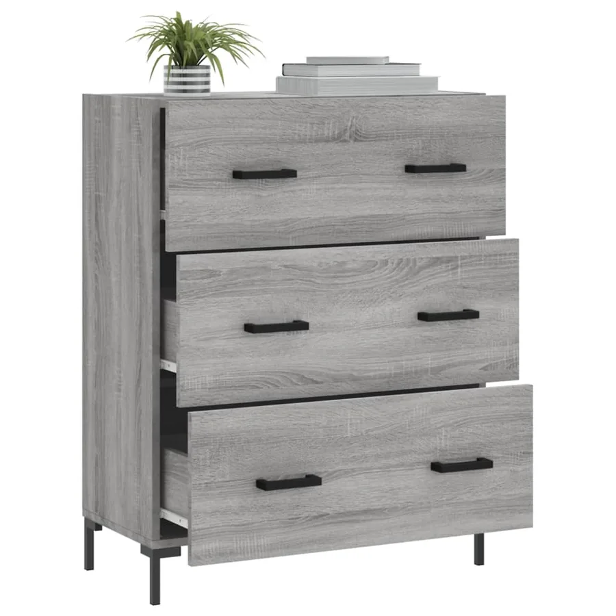 Buffet sonoma gris 69,5x34x90 cm bois d'ingénierie - 4