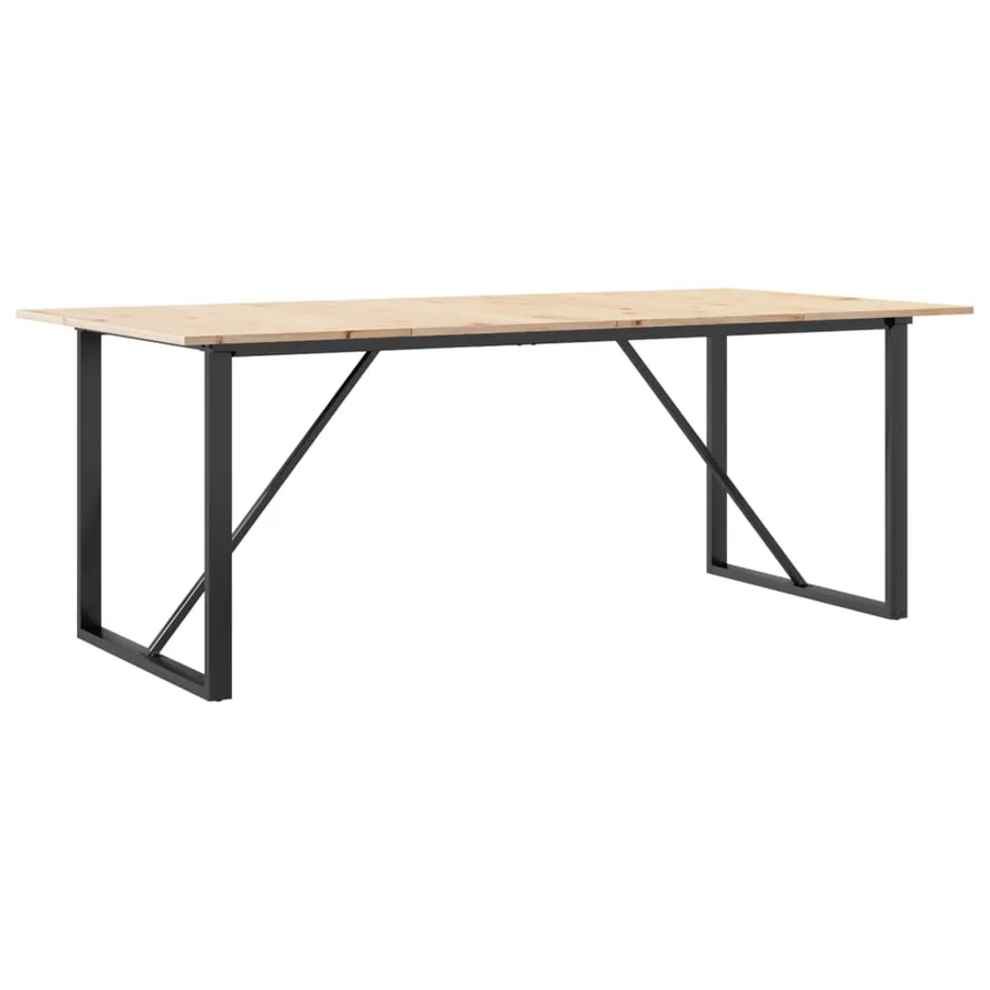 Table à manger cadre en O 200x100x75cm bois de pin massif acier - 2