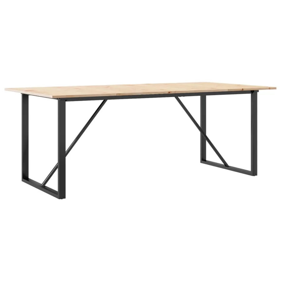 Table à manger cadre en O 200x100x75cm bois de pin massif acier - 6