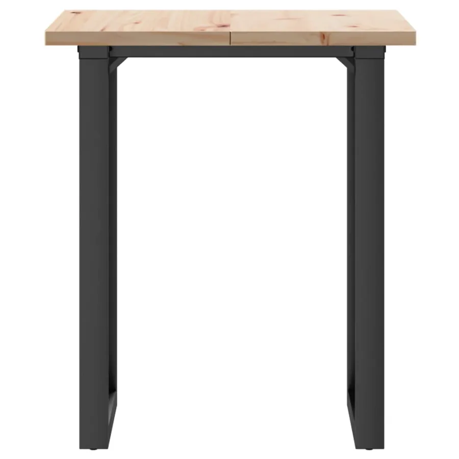 Table à manger cadre en O 70x70x75,5cm bois de pin massif acier - 4