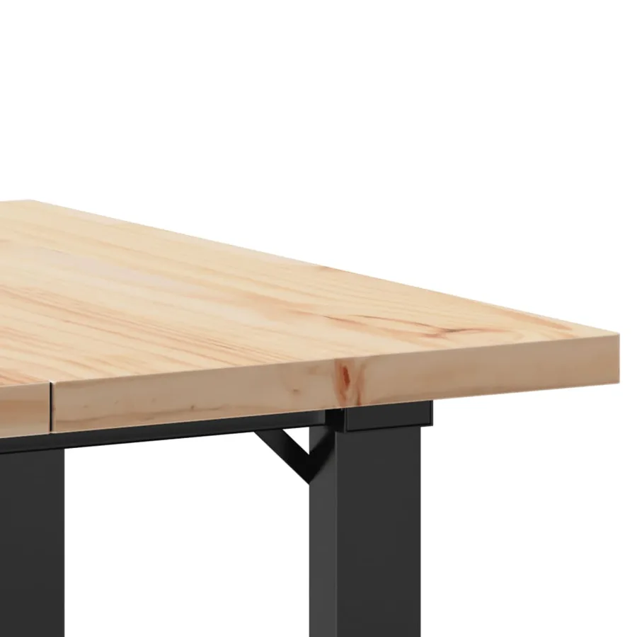 Table à manger cadre en O 70x70x75,5cm bois de pin massif acier - 7