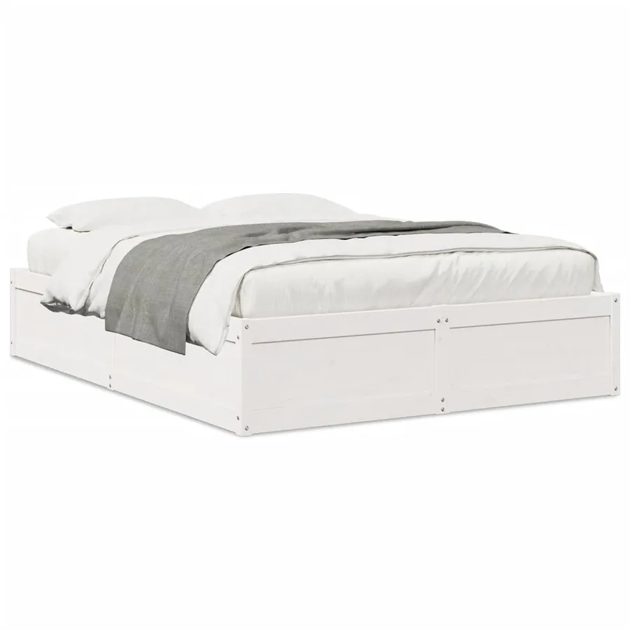 Cadre de lit sans matelas blanc 140x190 cm bois de pin massif - 2