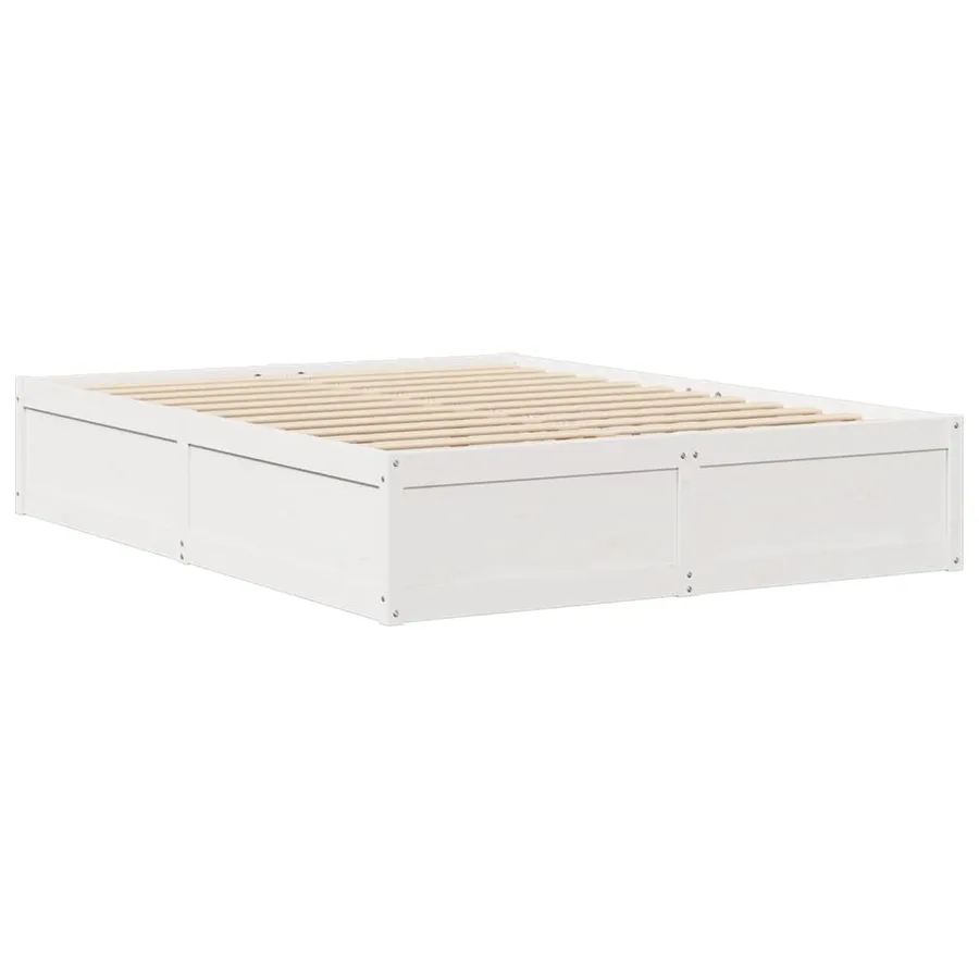 Cadre de lit sans matelas blanc 140x190 cm bois de pin massif - 3