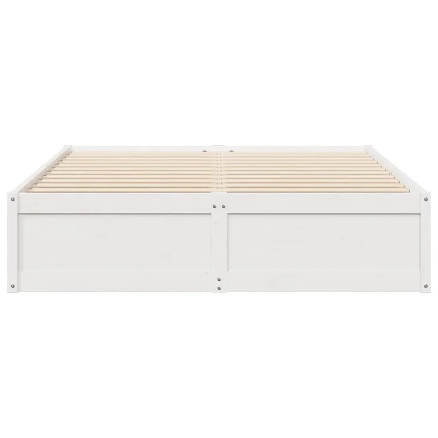 Cadre de lit sans matelas blanc 140x190 cm bois de pin massif - 4