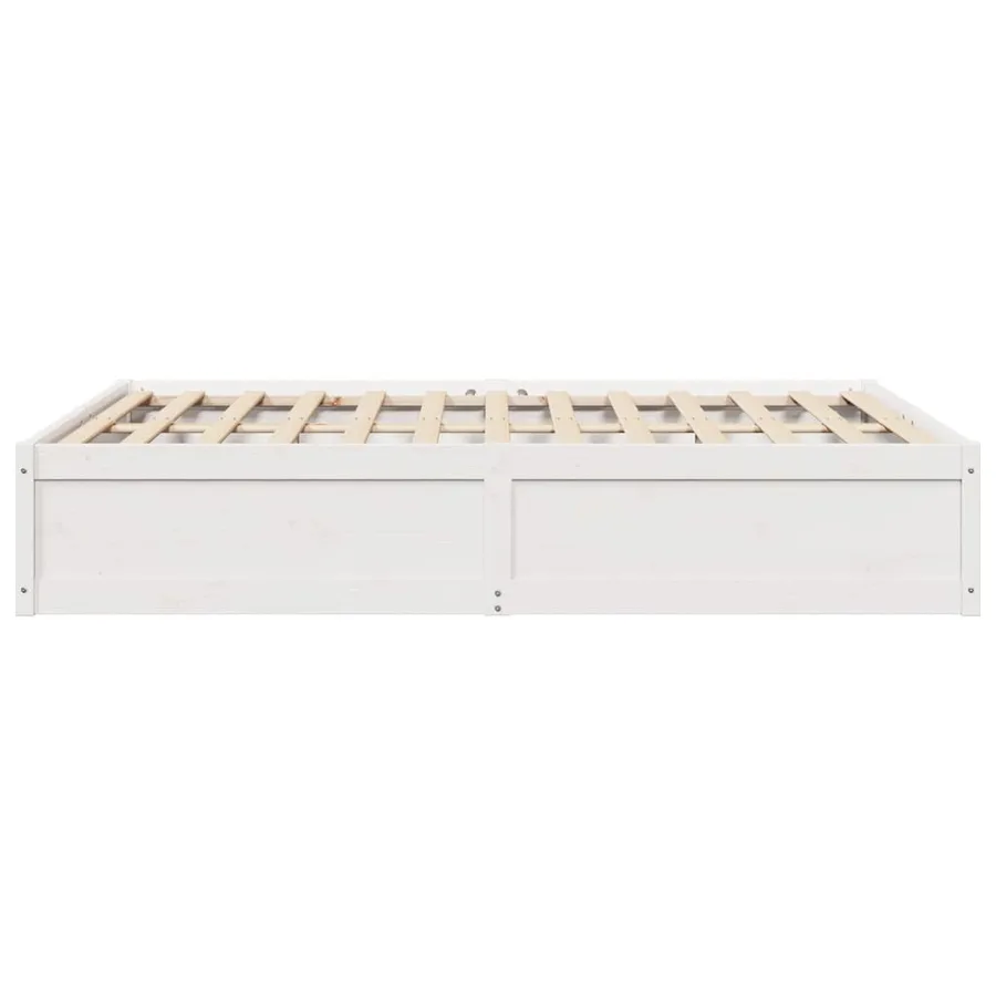 Cadre de lit sans matelas blanc 140x190 cm bois de pin massif - 5
