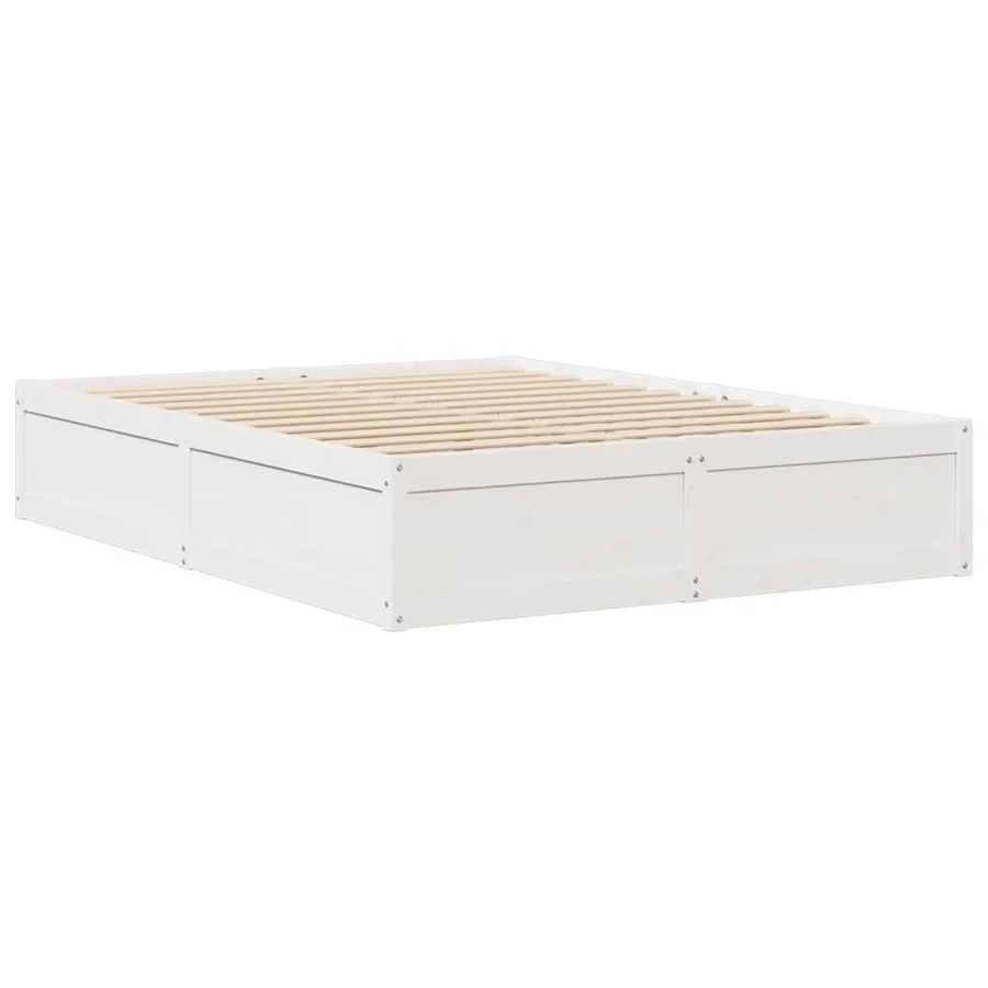 Cadre de lit sans matelas blanc 140x190 cm bois de pin massif - 6