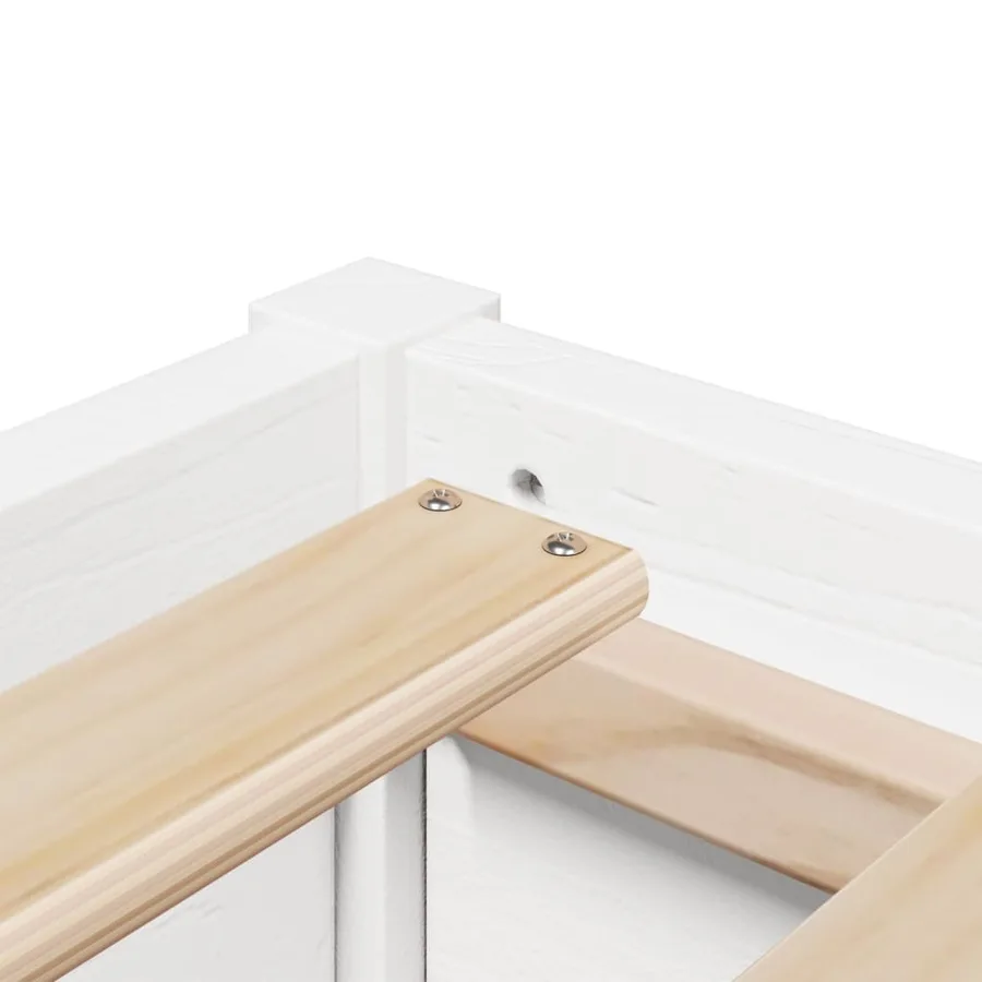 Cadre de lit sans matelas blanc 140x190 cm bois de pin massif - 7