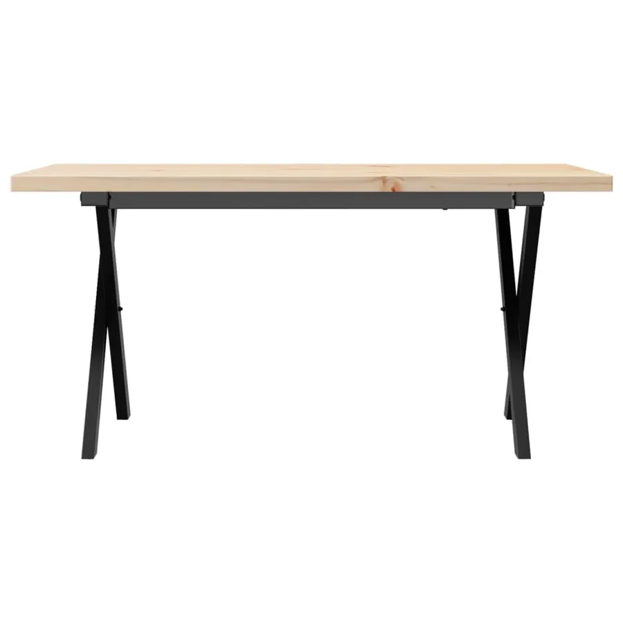 Table basse cadre en X 100x50x45,5 cm bois de pin massif acier - 4