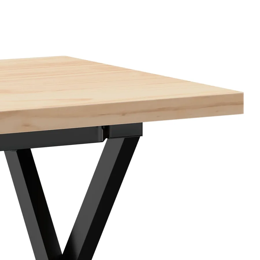 Table basse cadre en X 100x50x45,5 cm bois de pin massif acier - 7