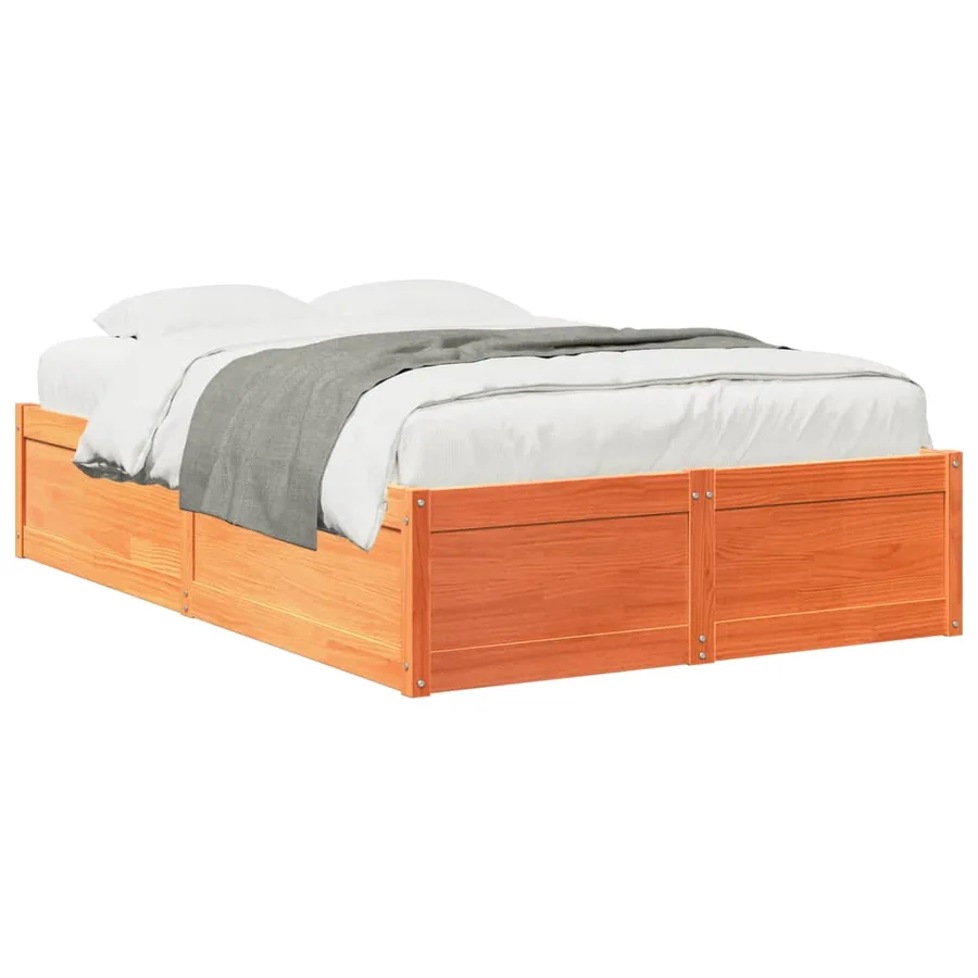 Cadre de lit sans matelas cire marron 120x200cm bois pin massif - 2