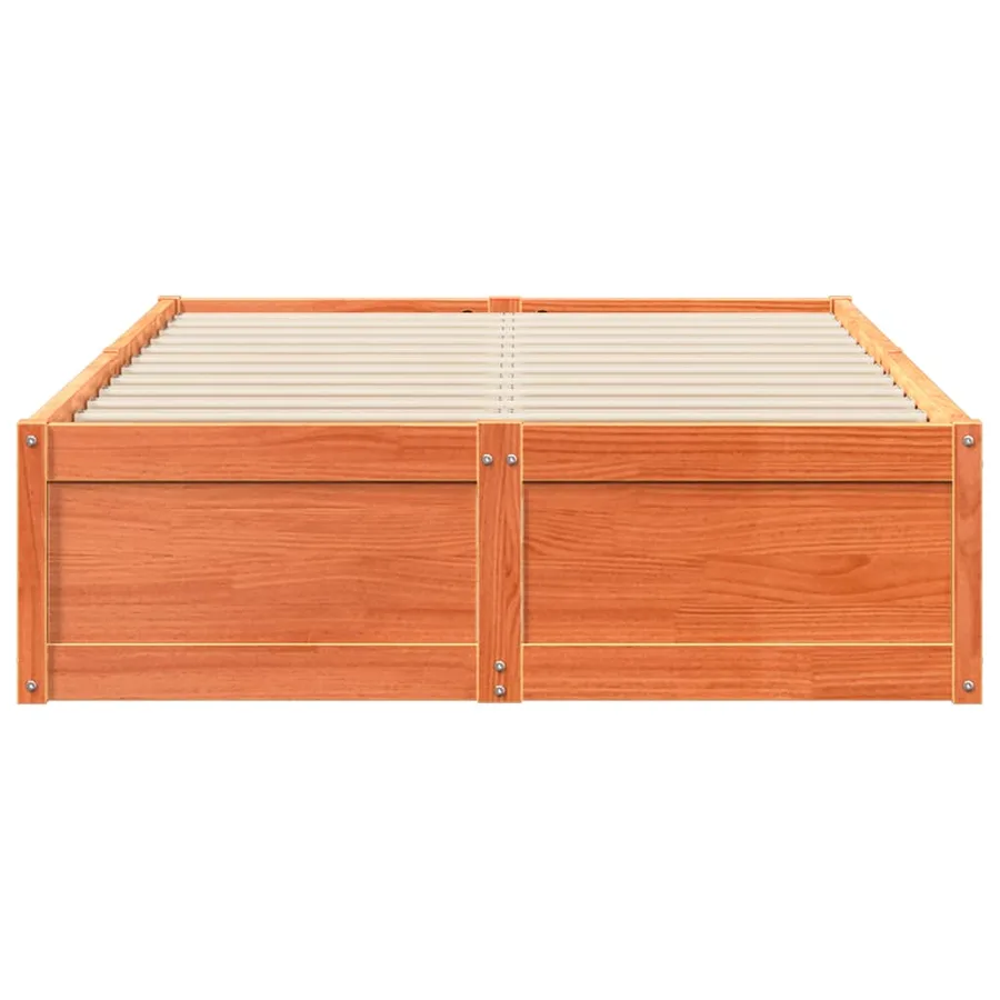 Cadre de lit sans matelas cire marron 120x200cm bois pin massif - 4