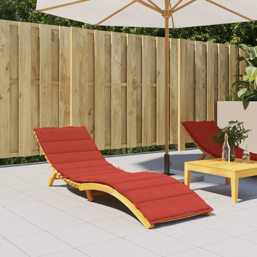 Coussin de chaise longue rouge mélangé 200x60x4 cm tissu - 3