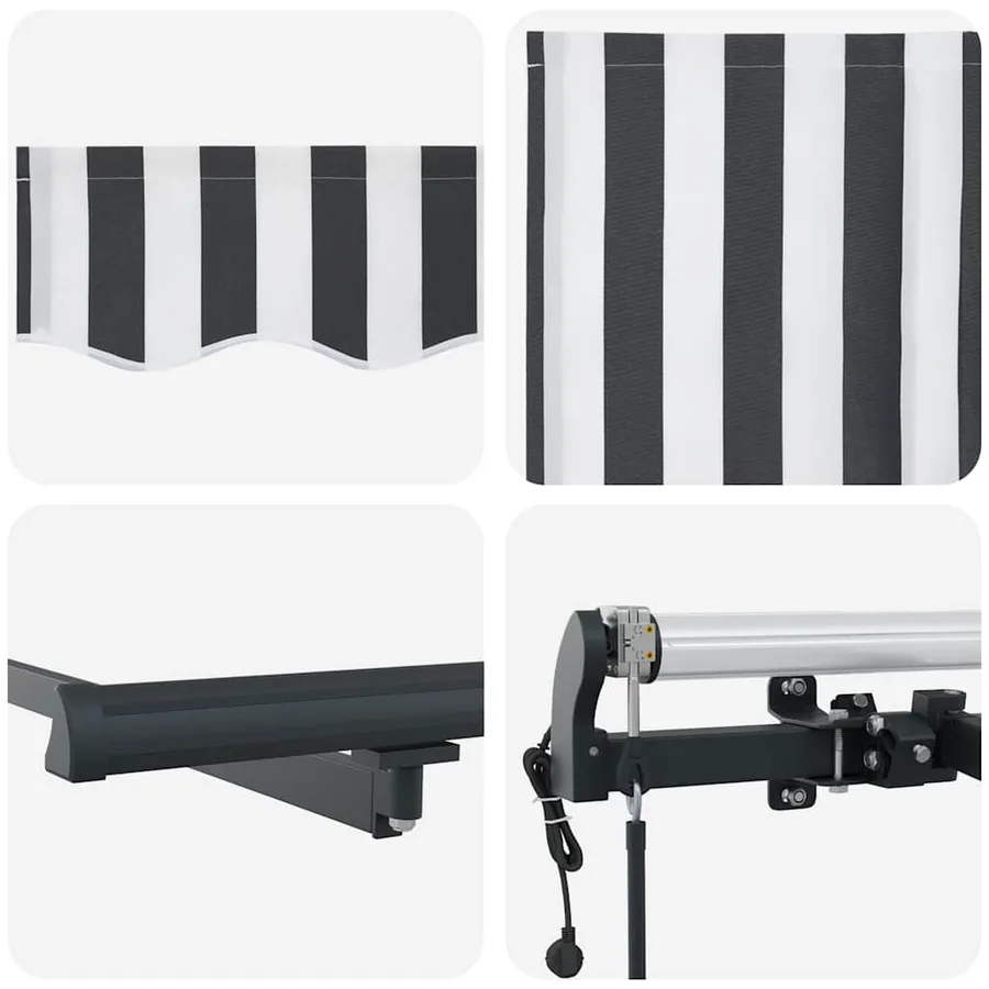 Auvent rétractable automatique anthracite et blanc 500x300 cm - 10