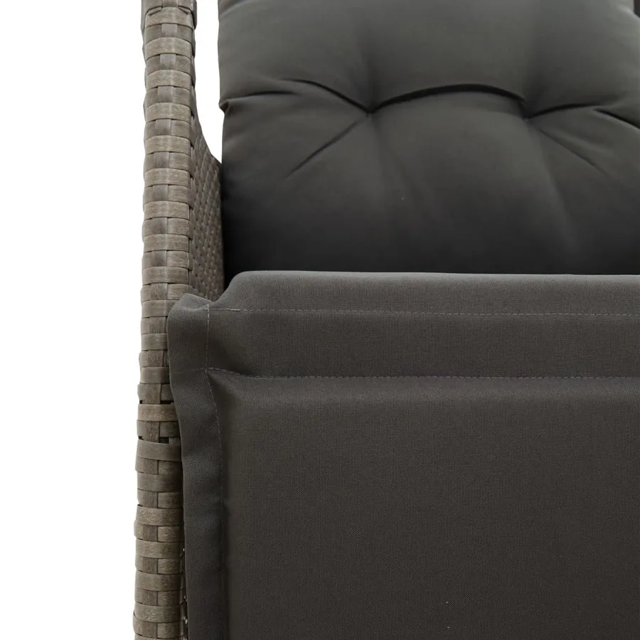 Ensemble de bistro 3 pcs avec coussins gris résine tressée - 7