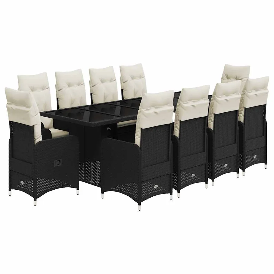 Ensemble de bistro de jardin 11 pcs coussins noir poly rotin - 2