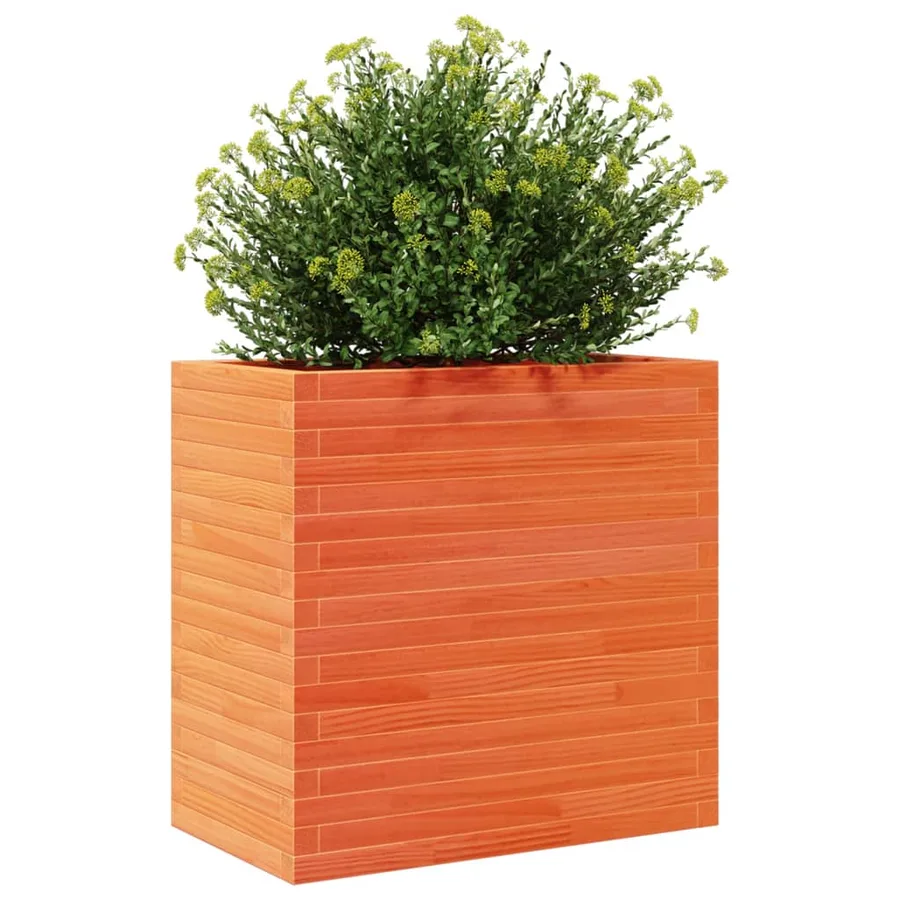 Jardinière cire marron 70x40x68,5 cm bois de pin massif - 4