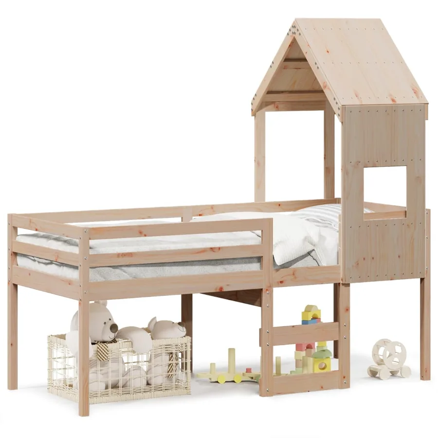 Lit haut sans matelas 75x190 cm bois de pin massif - 2