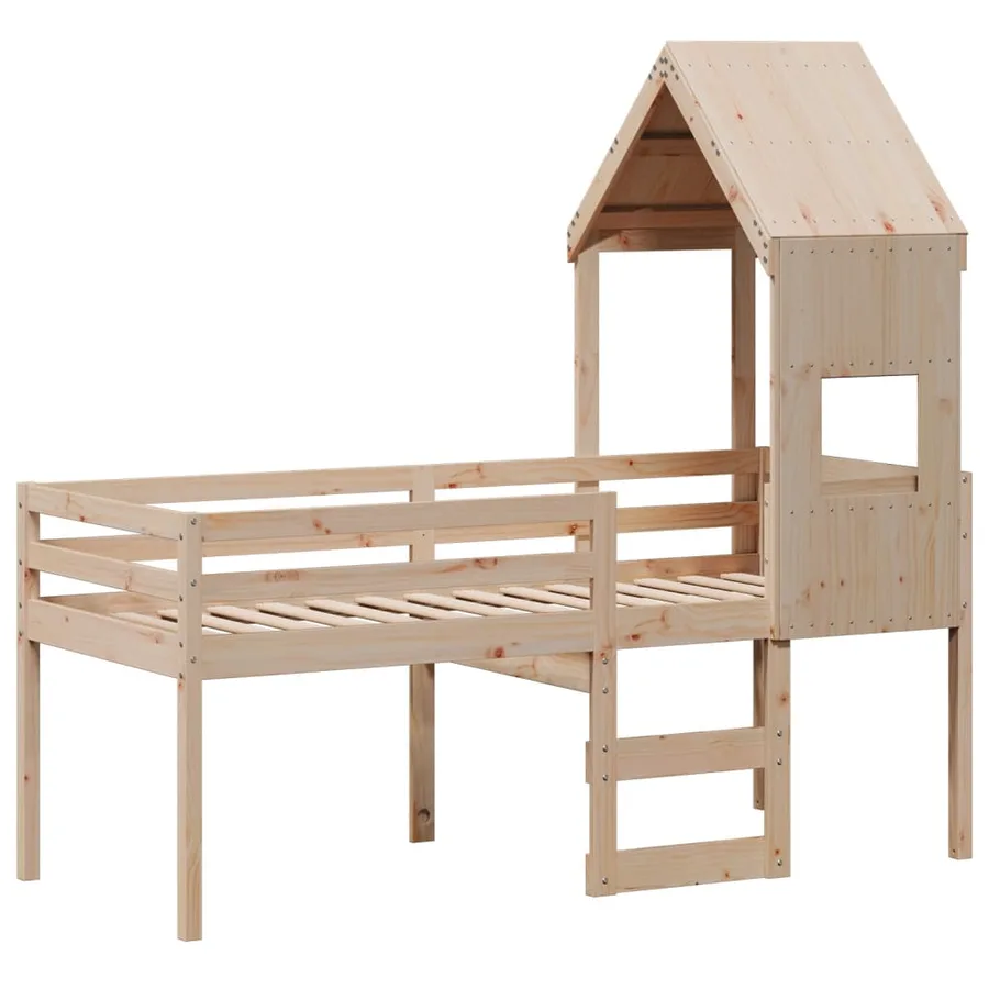 Lit haut sans matelas 75x190 cm bois de pin massif - 3