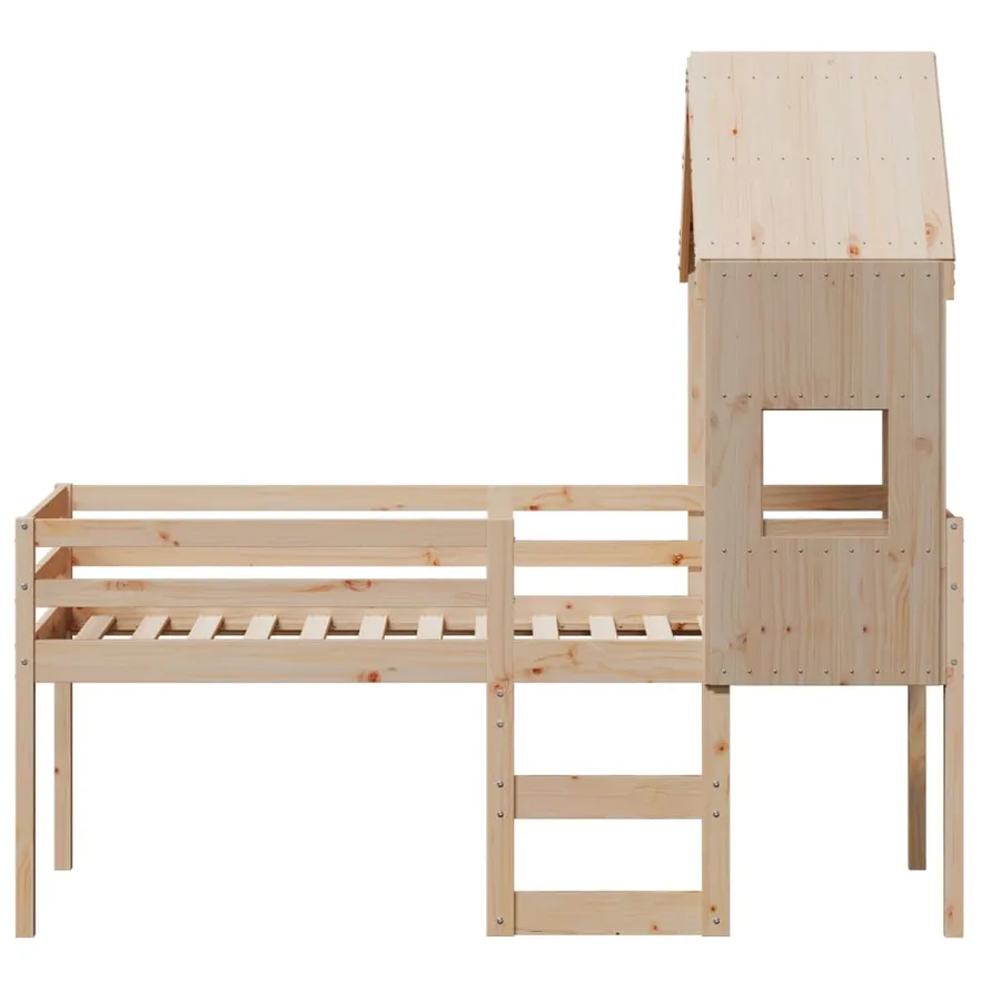 Lit haut sans matelas 75x190 cm bois de pin massif - 4