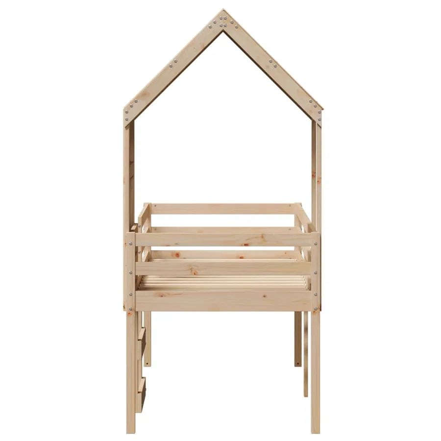 Lit haut sans matelas 75x190 cm bois de pin massif - 7